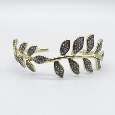 #ad Leaf Branch Rhinestones Cuff Bracelet 6.8quot; Gold Tone Thin Fashion Jewelry $9.49