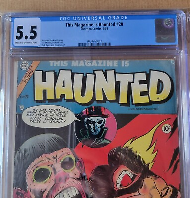 #ad This Magazine Is Huanted #20 1954 CGC 5.5 zombie on fire Pre Code Horror $375.00