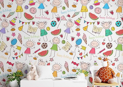 #ad 3D Cheerful Kids Fruit Toy Wallpaper Wall Mural Peel and Stick Wallpaper 328 AU $349.99