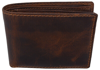 RFID Blocking Brown Vintage Leather Men#x27;s Bifold Center Flap Wallet #ad $14.99