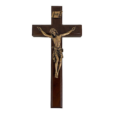Catholic Company CRUCIFIX Fine Pewter Wall Jesus Cross Wood 10quot; Christianity $26.79