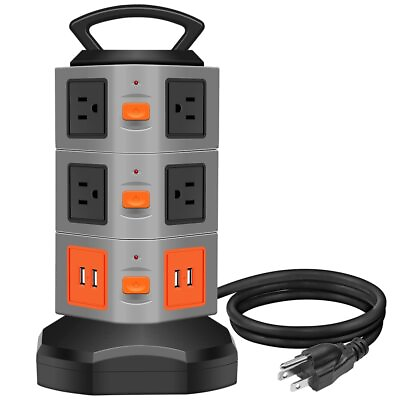 #ad Power Strip Tower Surge Protector Electric Charging Station 10 Outlet Plugs... $44.08