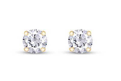 #ad Solitaire Stud Earrings for Women#x27;s Simulated Diamond 10K Solid Yellow Gold $71.99