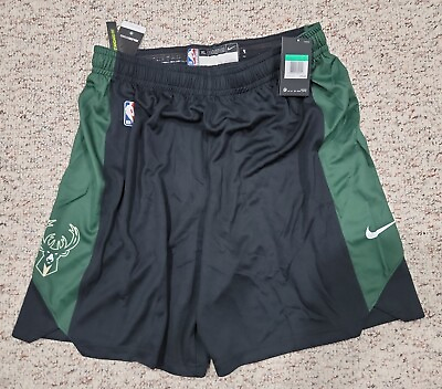 #ad Nike NBA Milwaukee Bucks Team Issued Practice Shorts Size XL 42 Black Green New $89.99