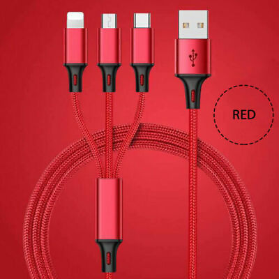 3 in 1 Fast USB Charging Cable Universal Multi Function Cell Phone Charger Cord $3.25