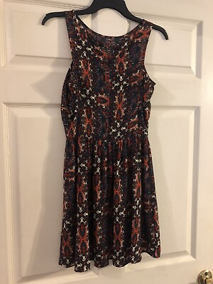 #ad New Womens UP BY ULTRA PINK Coral Blue Multi Flowy Sleeveless DRESS Size 4 $22.10