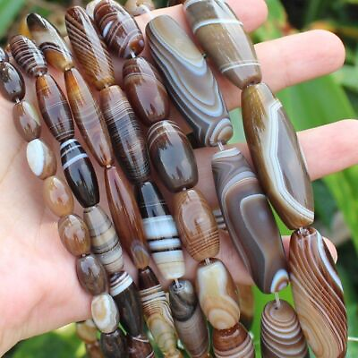 Stripe Agates Oval Bead 6 50mm Coffee Color Beads 15quot; 38cm Jewelry Making Charm $99.86