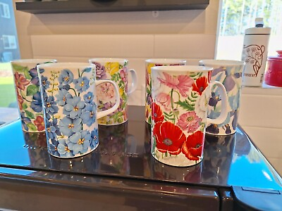 #ad Set Of 6 Floral Caroline Bessey Dunoon Coffee Cups 4.5quot;h Very Good Condition $95.00