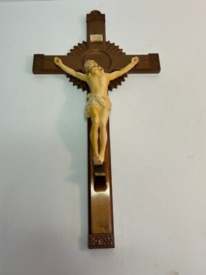 #ad Vintage 1980#x27;s 12quot; Plastic Cross Crucifix Wall Hanger $25.99