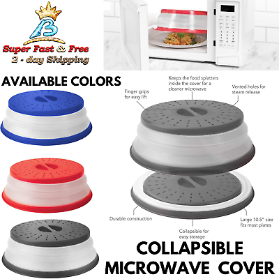 #ad Microwave Collapsible Cover Anti Splatter Food Dish Plate Vented Pop Out Lid 10quot; $31.15