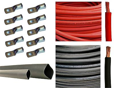 #ad 8 Gauge 8 AWG Red amp; or Black Welding Battery Cable Cable Lugs Heat Shrink $169.92