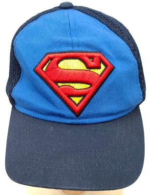 Superman Hat Men#x27;s Blue Embroidered Big Logo Adjustable Snapback Trucker Cap OS $10.50