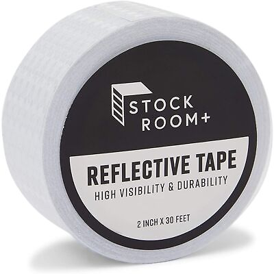 #ad White Reflective Tape 2 In x 30 FT Outdoor Reflector Safety Roll for Trailers $10.69