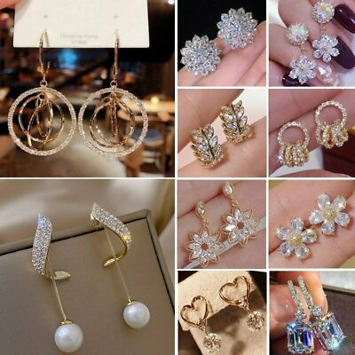 Gorgeous Crystal Cubic Zircon Earrings Stud Dangle CZ Drop Wedding Jewelry Women C $2.09