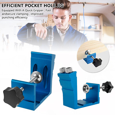 #ad 46X Pocket Hole Jig Kit Woodworking Drill Wood Joint Screw Hole Locator Li $14.16