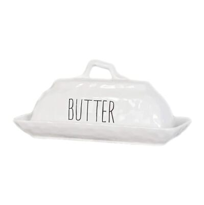 #ad Classic Butter Keeper Dish White 7.9 x 4 Inches Ceramic For Countertop With Lid $26.48