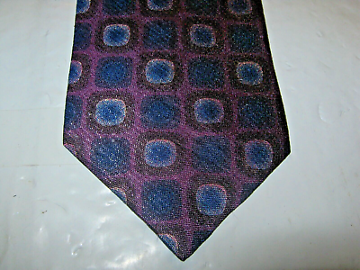 #ad Stefano Milano SILK Tie Necktie 57 x 3.75 purple blue geometric 15172 $7.99