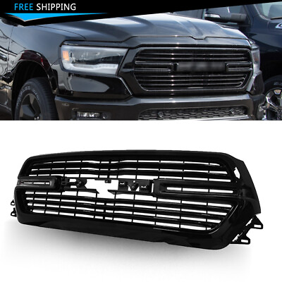 #ad Gloss Black Front Bumper Mesh Grille For 2019 2020 2021 2022 Dodge Ram 1500 $179.99