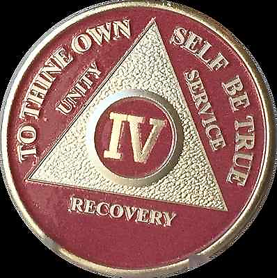 Pink amp; Silver Plated 4 Year AA Chip Alcoholics Anonymous Medallion Coin Four IV $27.99