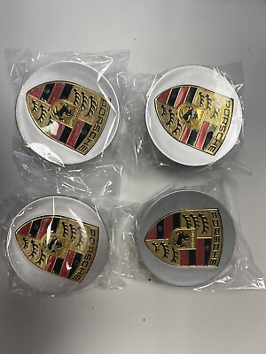 #ad porsche 65mm Wheel Center Caps silver and Gold Color Set of 4 $28.70