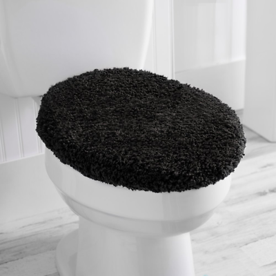 Black Polyester Toilet Lid Cover Fade amp; Stain Resistant Bathroom Decor 19quot; X 22quot; $15.56