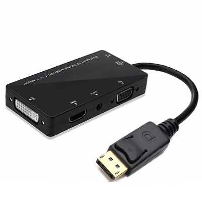 DisplayPort 1.2a to 4K HDMI Dual Link DVI VGA Passive Adapter 4 in 1 with Audio $15.99
