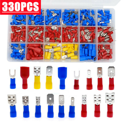 #ad 330PCS Assorted Crimp Terminal Insulated Electrical Wire Connector Spade Kit Set $18.99