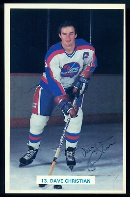 #ad 1980#x27;s Dave Christian Autograph signed Winnipeg Jets Team issue Post Photo Card $34.99