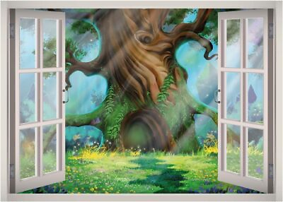 #ad Cartoon Forest View Window 3D Wall Decal Art Removable Wallpaper Sticker W154 $69.95