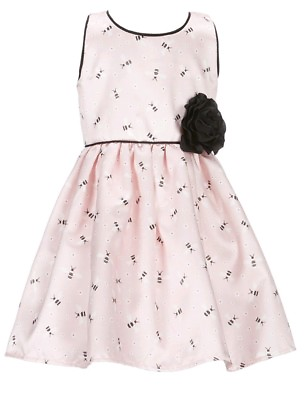 Zunie Little Girls Bee Print Mikado Fit amp; Flare Fanciful Dress Size 5 Pink Black $29.99