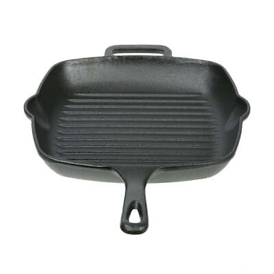 #ad NEW 10#x27;#x27; Griddle Cast Iron Grill Pan Non Stick BBQ Skillet Square Frying Pan $16.99