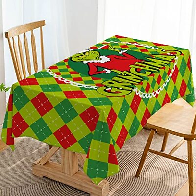 #ad Merry Grinchmas Tablecloth Xmas Green Elf Winter Holiday Party Decoration $27.35