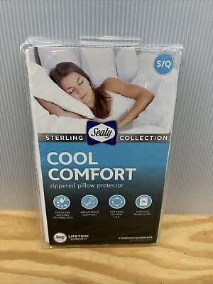 2 Sealy Cooling Comfort Zippered Pillow Protector White Standard Queen 20quot; x 28quot; $15.79