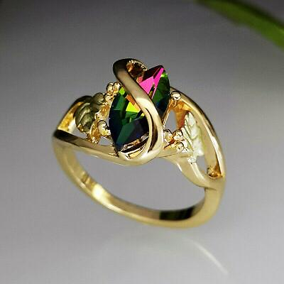 #ad Women Mystic Fire Peridot Leaf Rings 14K Yellow Gold Party Jewelry C $3.12