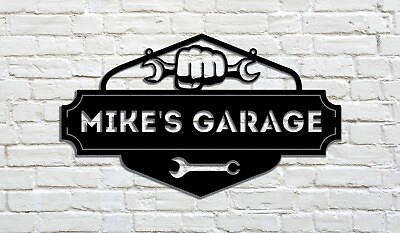 #ad PERSONALIZED Garage Metal Sign Father#x27;s Day Gift Custom Hanging Steel Sigs Gifts $70.00