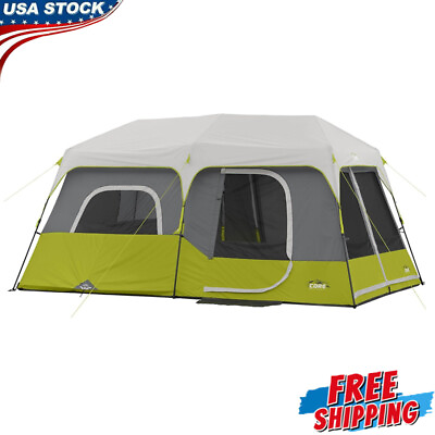 #ad 9 Person Cabin Tent Instant Water Repellent 100% Polyester Hiking Camping 14#x27;x9#x27; $262.49