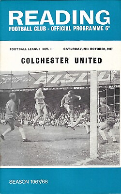 #ad Football Programme Reading v Colchester United Div 3 28 10 1967 GBP 1.00