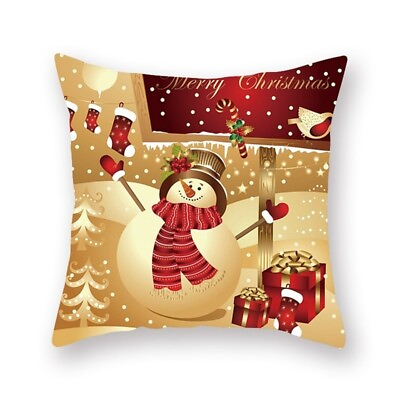 #ad Christmas Cushion Covers Merry Christmas Decorations For Home 45cm X Mas 1Pc New $24.24