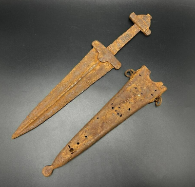 #ad Iron dagger in sheath 8th century AD $1250.00