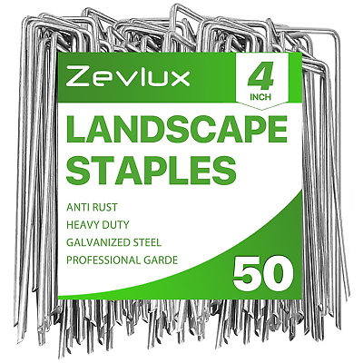 #ad 50 Pcs Landscape Staples Garden Staples 4 Inch Galvanized Heavy Duty Sod Pins A $14.99