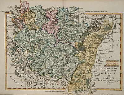 #ad Departements Et Districts De Lorraine Et D#x27;Alsace Bonne 1790 $105.45