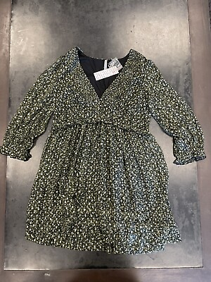 Urban Outfitters Green Gold Dress Buttons Size XS BNWT UO $24.50