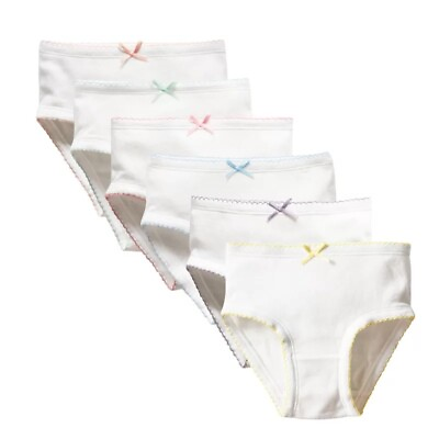 6 Pack 100% NATURAL Cotton Panties Little Girls#x27; Briefs Toddler kids Underwear #ad $16.90