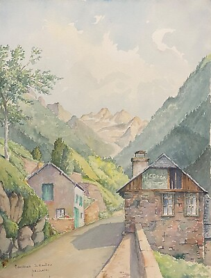 #ad Cauterets the Raillère Hautes Pyrénées Occitania Watercolour Towards 1938 $65.37