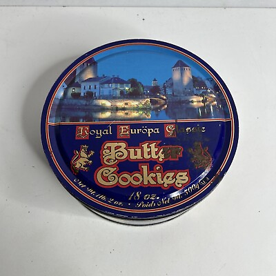 #ad Vintage Maurice Lenell Royal Europa Classic Butter Cookies Metal Tin 7.5quot; x 2.75 $4.99
