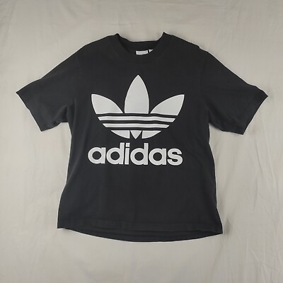 Adidas Originals Oversized Tee Trefoil Black White Sz M Men#x27;s $8.00