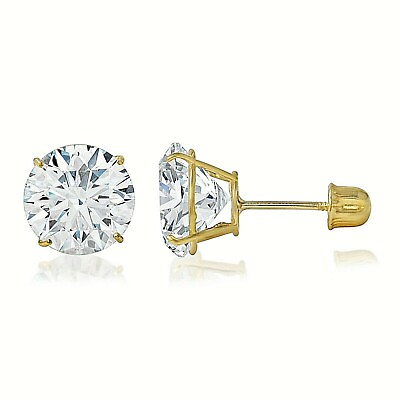 #ad 1 ct. White Sapphire Round Stud Earrings in 14k Yellow Gold w Screw Backs $64.80