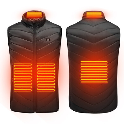 #ad Men Women Electric Heated Vest Jacket USB Thermal 4 Heating Districts US Size $29.99
