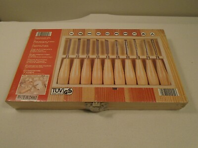 #ad NOS NEW SEALED 10 Piece Wood Carving Hand Tool Knife Set in Wooden Case $49.95