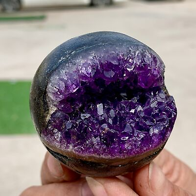 #ad 149G Natural Uruguayan Amethyst Quartz crystal open smile ball therapy $96.75